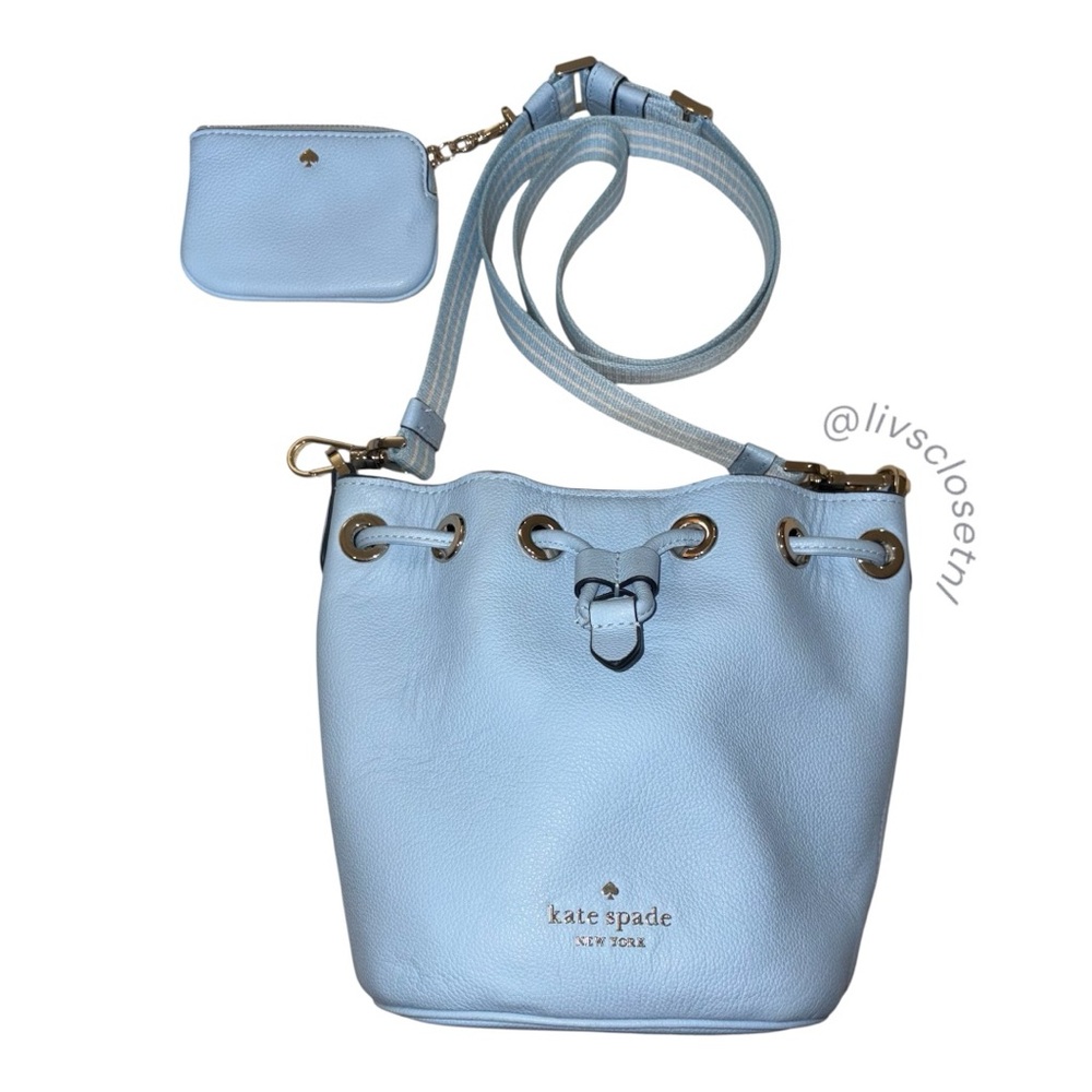 Kate Spade Baby Blue Rosie Pebbled Leather Mini Bucket Bag